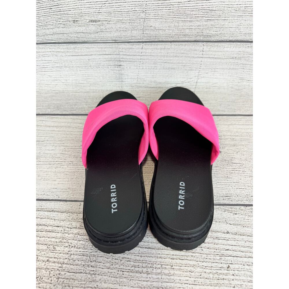 Torrid Women's Black & Pink Chunky Flatform Slip On Sandals Size 11 Wide - Picture 3 of 7
